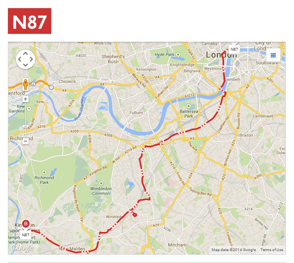 The Route from Aldwych to Kingston