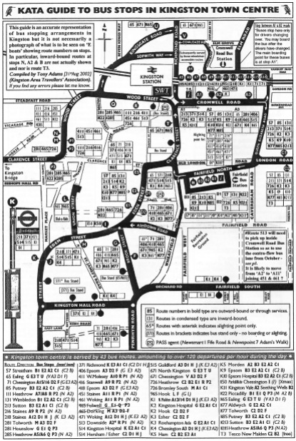Tony Adam's Kingston bus map, 2002